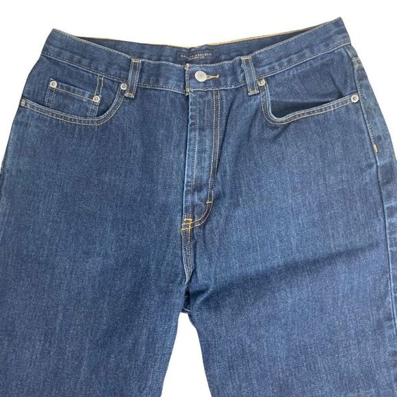 Vintage Banana Republic Denim Jeans 34 Dark Wash Relaxed Fit Straight Leg Button - Picture 2 of 6